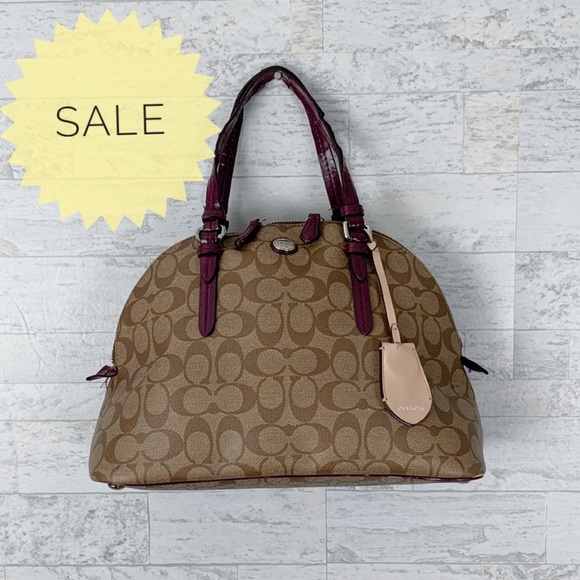 Coach Handbags - Coach tan leather monogram dome satchel